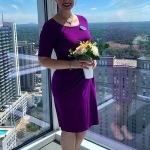 Purple Form Fitting Midi Dress